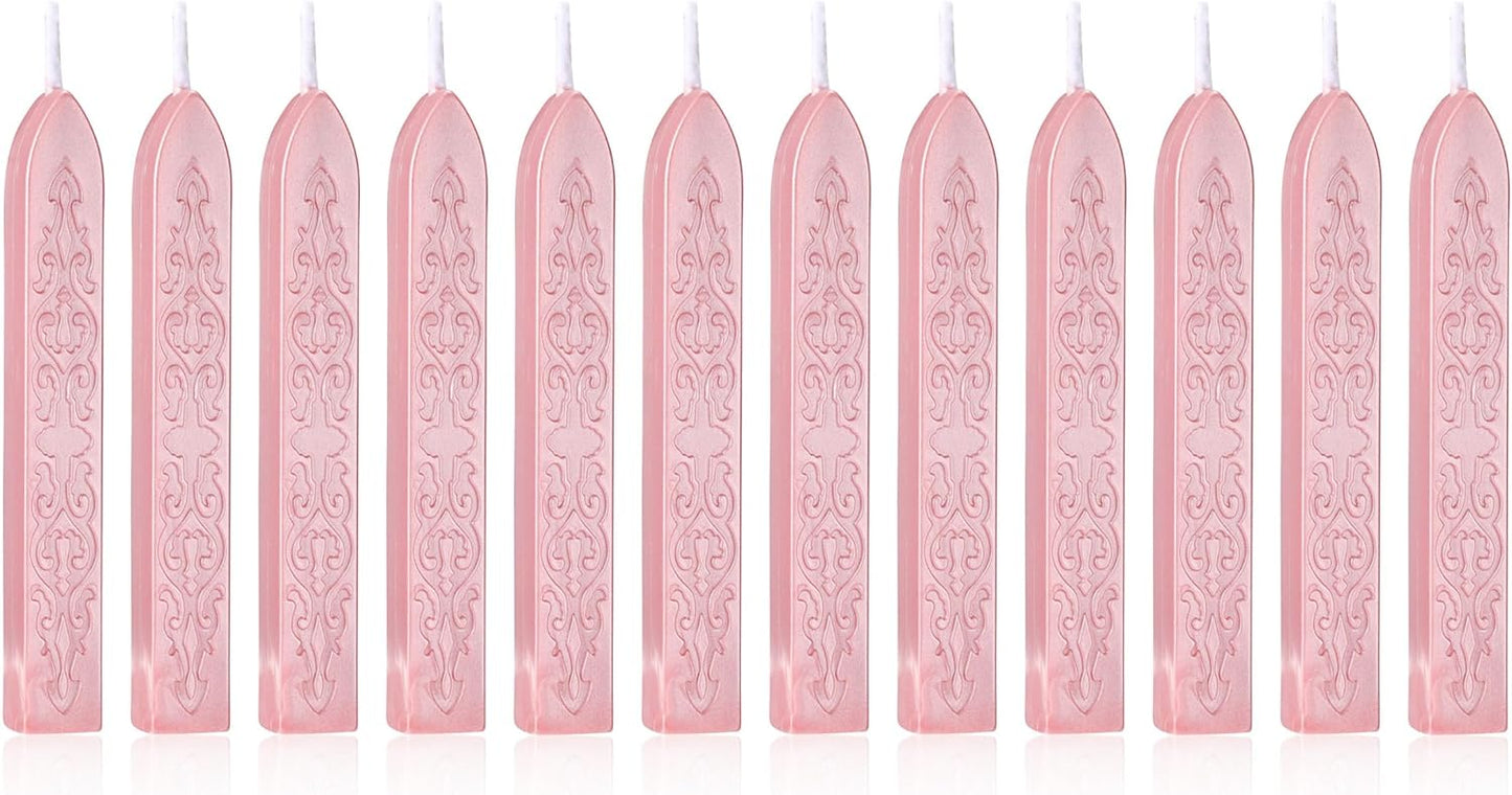 Yoption 12 Pcs Rose Gold Sealing Wax Sticks with Wicks for Wax Seal Stamp, Wedding Invitations, Gift Wrapping, Christmas