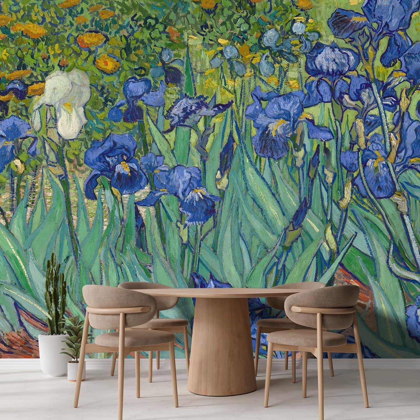 wall26 Wall Sticker/Wall Mural Irises by Vincent Van Gogh Dutch Impressionism, Not Peel and Stick, Non-Woven Wallpaper Decorative for Bedroom, Living Room, Office - 96x144 inches