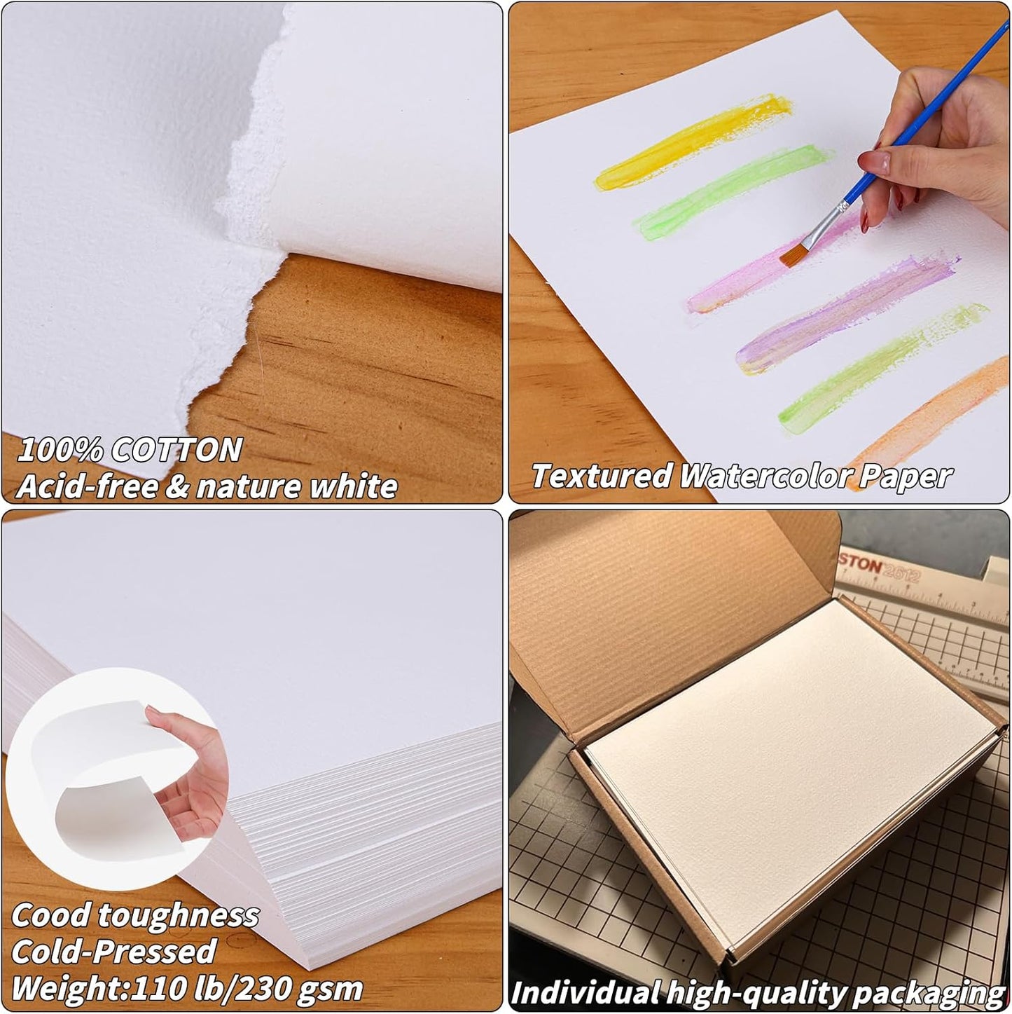 150 Sheets Cotton Watercolor Paper Pad-230GSM Art Paper-9 x 12 inch Painting & Craft Paper, Finger Paints, Watercolor, Tempera, Drawing, Art Room & Home School Crafts