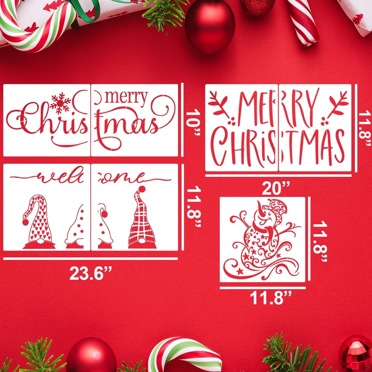 Christmas Stencils for Door Mats 23.6” Christmas Doormat Stencils for Crafts Reusable Holiday Stencil for Doormats Wood Fabrics Decor