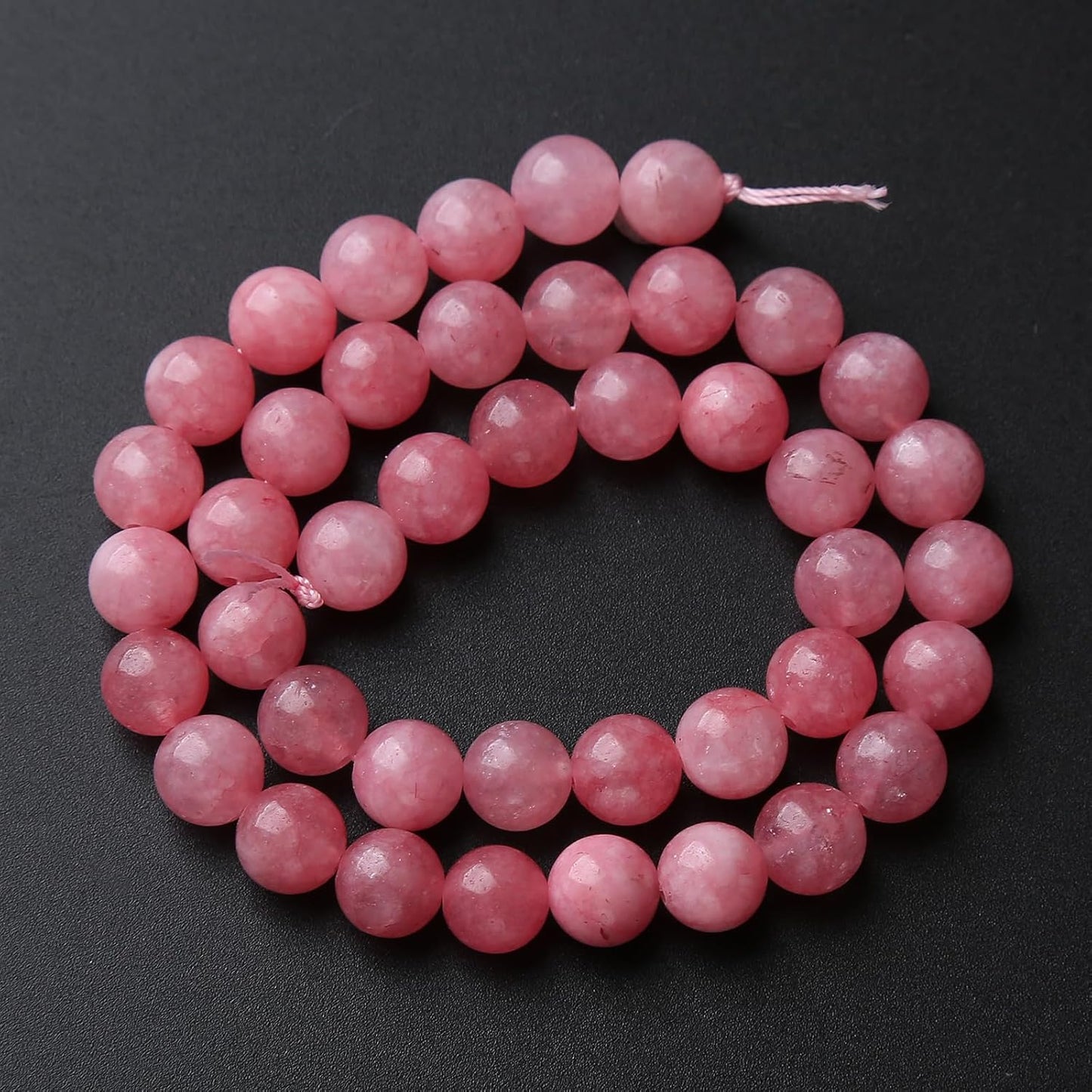36pcs 10mm Natural Rose Pink Chalcedony Stone Round Loose Beads for Jewelry Making DIY Bracelets Necklaces Crystal Energy Healing Stone Beads 15" (10mm, Rose Pink Chalcedony)