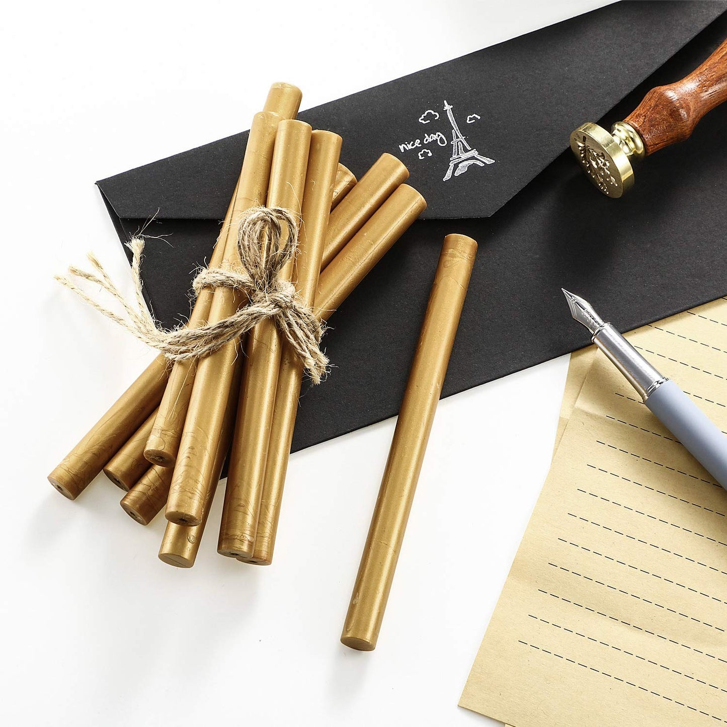 Nuanchu 15 Pcs Glue Gun Sealing Wax Sticks Retro Vintage Wax Sticks for Seal Stamp and Letter for Wedding Invitations Card Envelope Christmas Holiday Gift Ideas(Bronze)