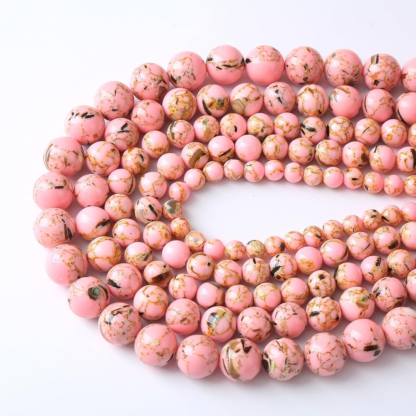 32PCS 12MM Natural Pink Shell Turquoise Beads for Jewelry Making with Mother-of-Pearl Round Loose Beads DIY Bracelet Accessories 15"(12mm, Pink Shell Turquoises)
