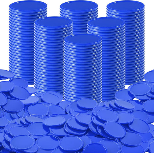 Coopay 1 1/2 Inches Plastic Poker Chips Learning Counters Disks Bingo Chip Counting Discs Markers for Math Practice and Poker Card Game Tokens, Teaching Rewards, 200 Pieces (Blue)
