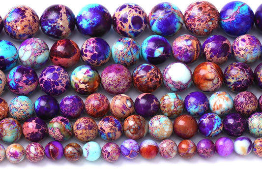 38PCS 10mm Natural Galaxy Sea Sediment Jasper Beads Gemstone Round Loose Spacer Stone Beads for Jewelry Making DIY Bracelet Necklace 15 Inch