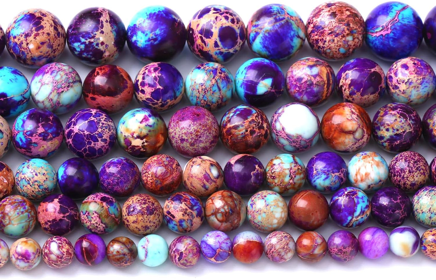 46PCS 8mm Natural Galaxy Sea Sediment Jasper Beads Gemstone Round Loose Spacer Stone Beads for Jewelry Making DIY Bracelet Necklace 15 Inch