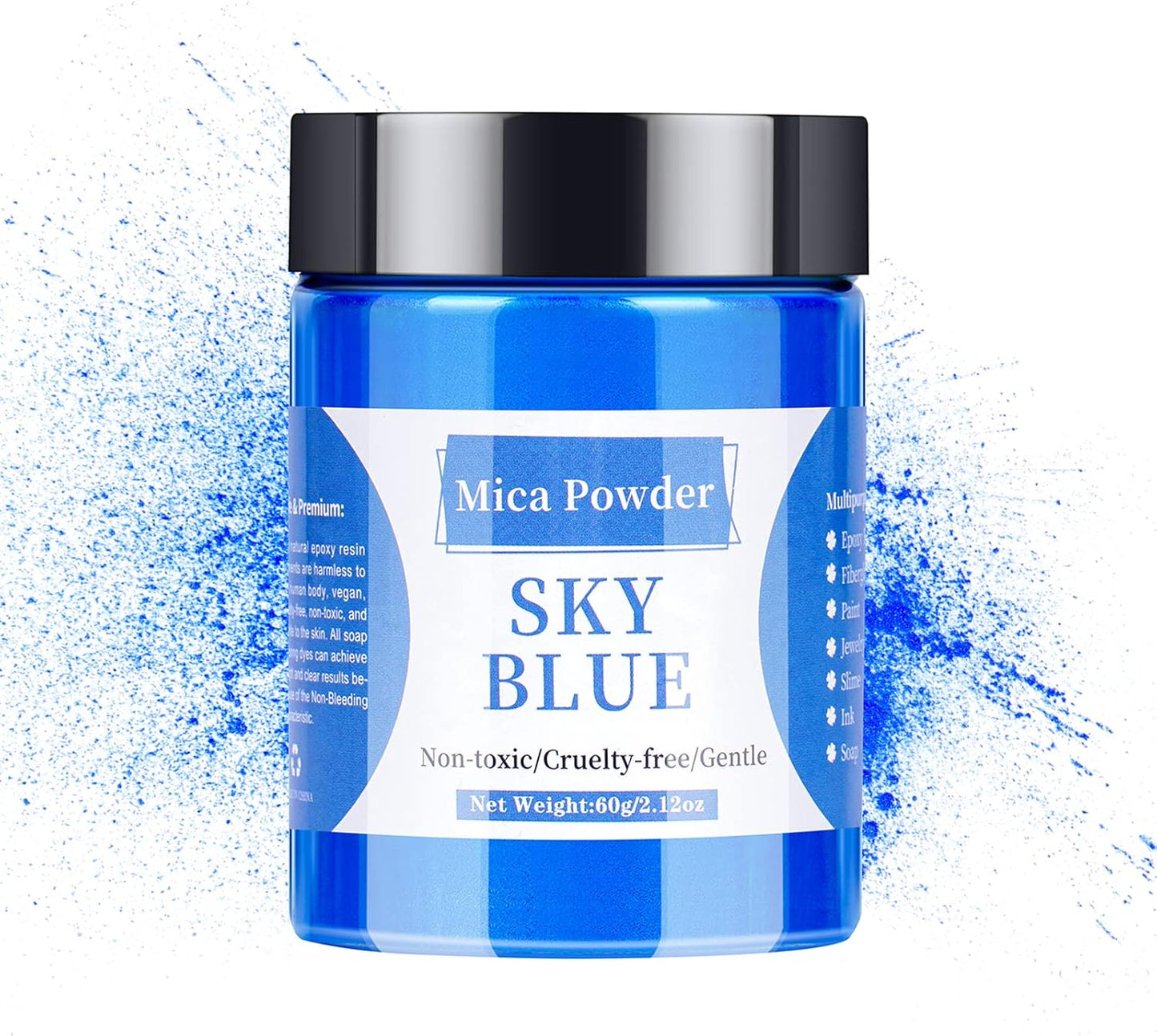 Mica Powder - 60g Mica Powder for Epoxy Resin - Pearl Pigment Powder Dye for Resin/Eye Shadow/Soap Making/Nails/Bath Bombs etc. (Sky Blue)
