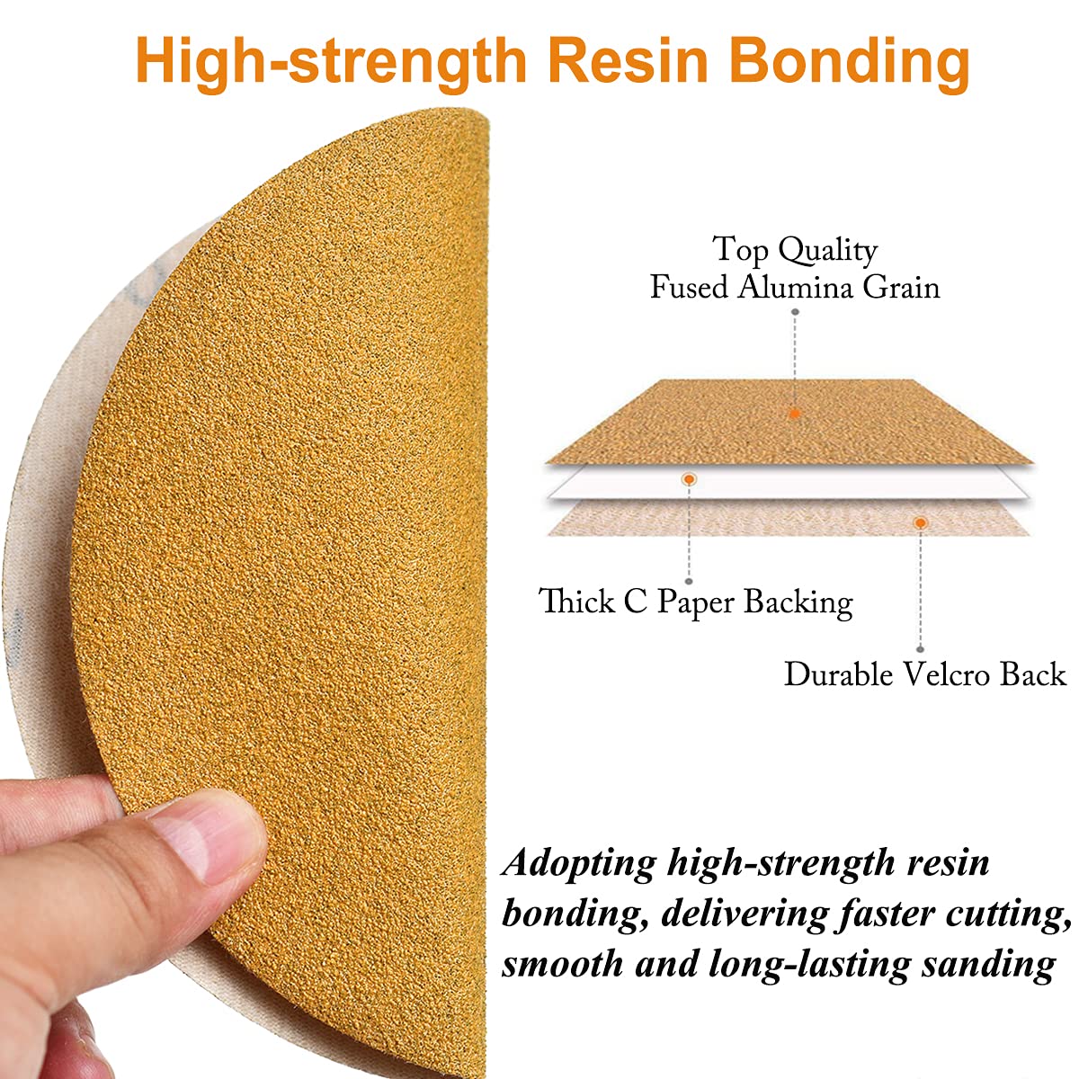 6-Inch No-Hole Hook and Loop Sanding Discs 100-Grit, Random Orbital Sandpaper for Automotive and Woodworking, 100-Pack