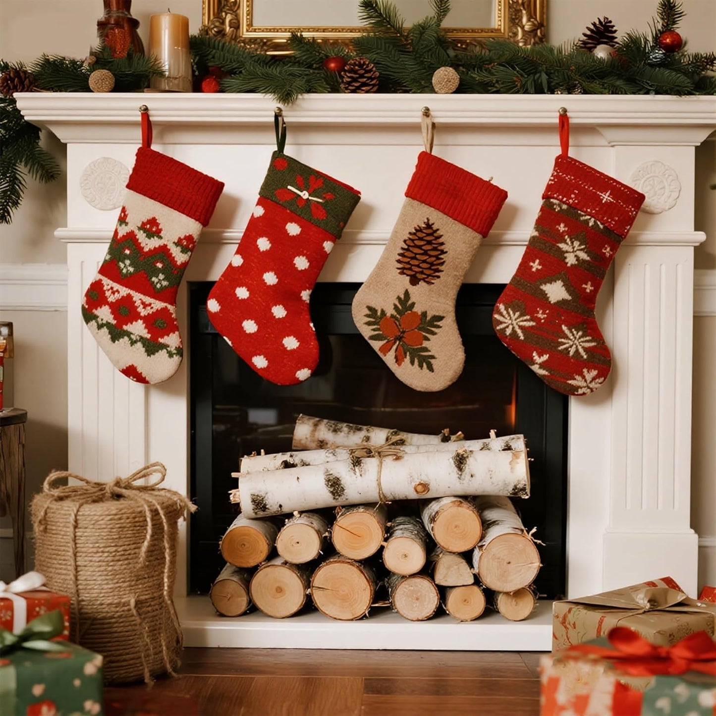 6-Pack White Birch Logs for Fireplace - Birch Tree Logs for Decoration, Decorative Firewood for Faux Mantel, Indoor Decor, DIY Crafts, and Planter Decoration (2.4"-3.2" Dia. x 16" Long)