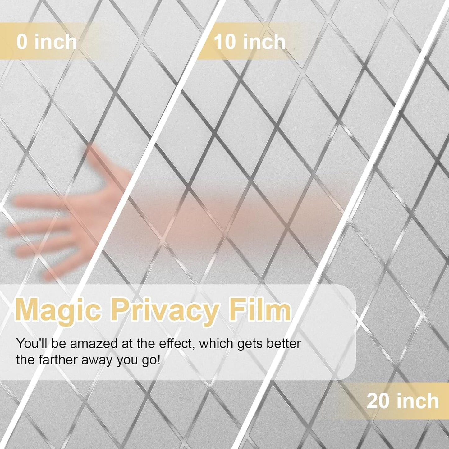 Window Privacy Film Decorative for Front Door, Bathroom Static Cling Stained Glass Sticker Opaque Heat Control UV Blocking Non-Adhesive for Home,Grid 35.4 x 78.7 inches
