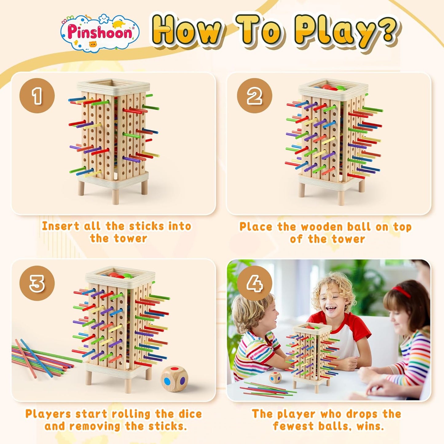 Montessori Game Wooden Board Game, Multiplayer for Kids 4-8, Math Educational, Fine Motor Skill Toy for Girls Boys, Classic Fun Games for Age 3 4 5 6 7 8 Girls Boys Gifts (Regular)