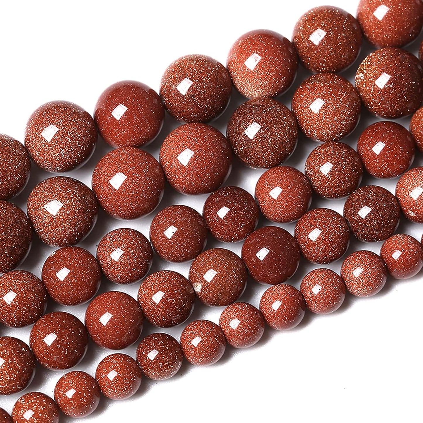 46pcs 8mm Natural Gold Sandstone Beads Gemstone Round Loose Beads for Jewelry Making DIY Bracelet Necklace 15“