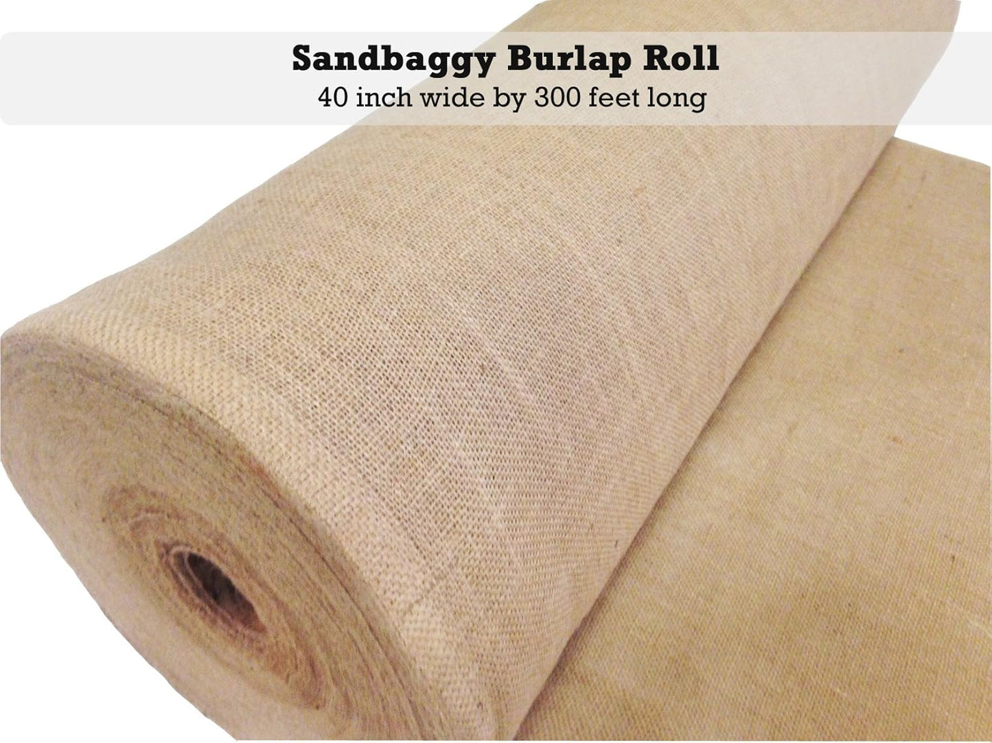 Sandbaggy Burlap Fabric Roll | 40 Inch by 300 ft | Great for Garden, Yard, Wedding, Craft, Decorating Tables | Constructed from Industrial Grade Burlap Fiber | 30% Thicker Than Competition (2 Rolls)