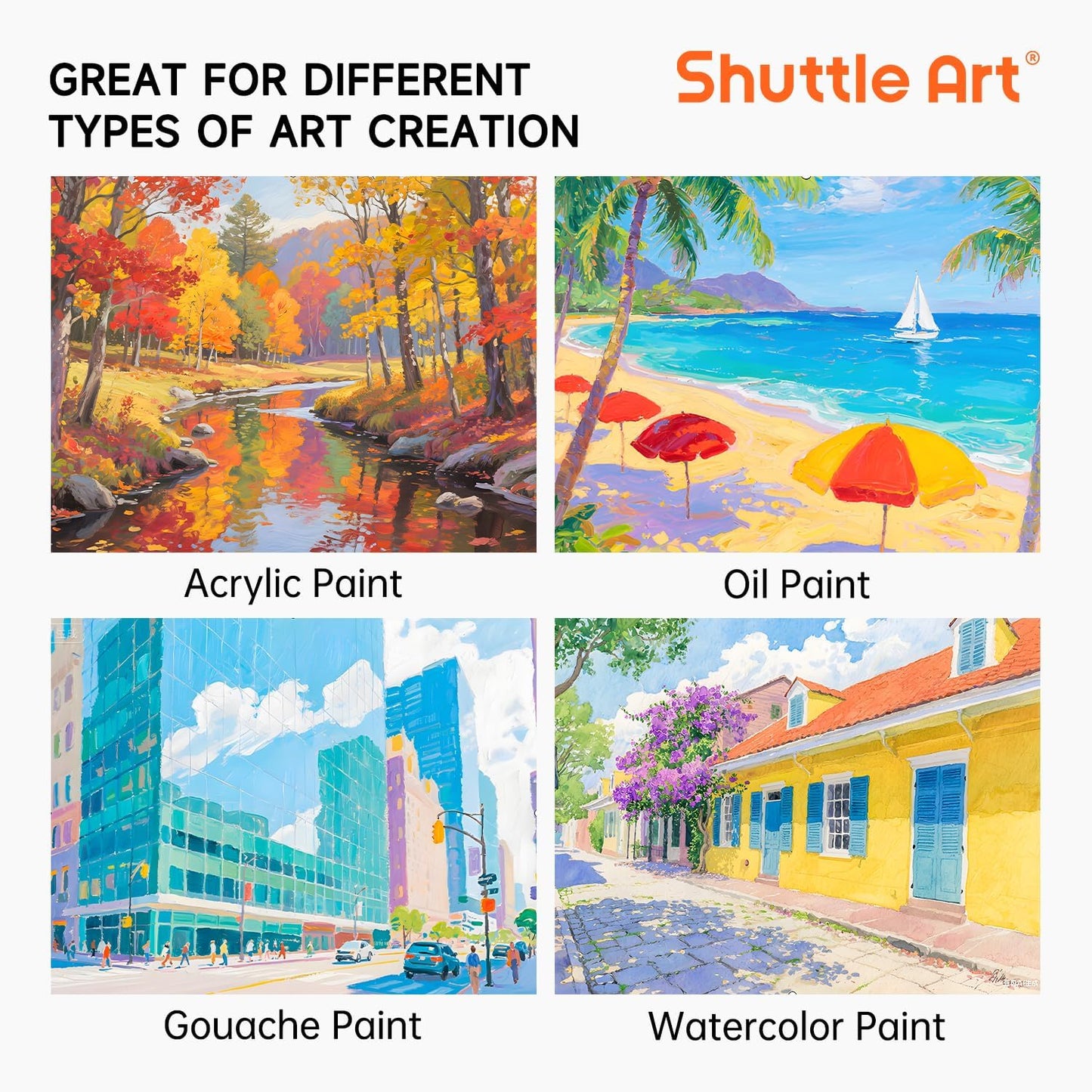Shuttle Art Painting Canvas Panels, 36 Pack, 5x7, 8x10in (18 of Each), 100% Cotton, Primed White Canvas Boards for Painting, Blank Canvases for Kids, Adults & Artists for Acrylic and Oil Painting