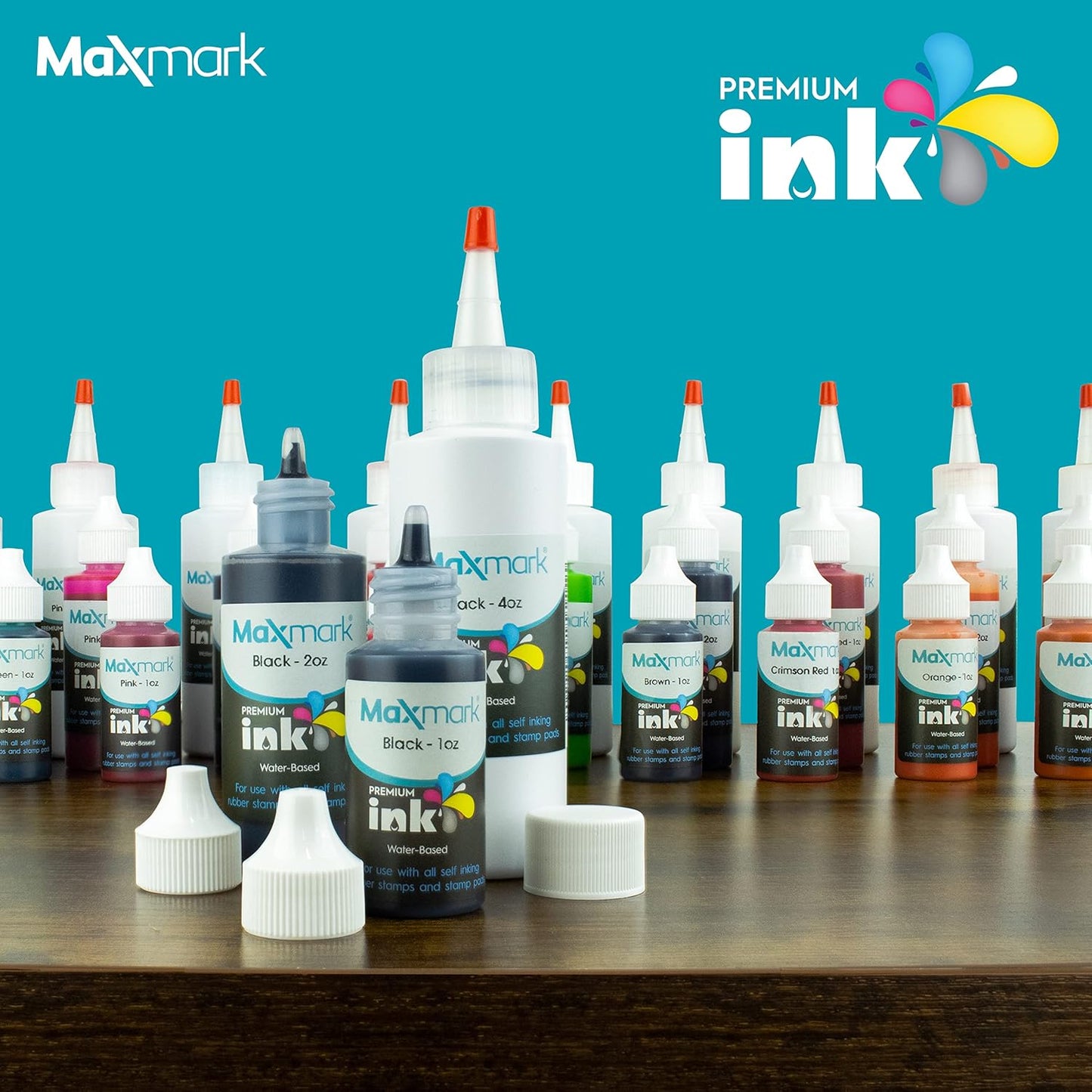 MaxMark Premium Refill Ink for self Inking Stamps and Stamp Pads, Crimson Red Color - 1 oz.