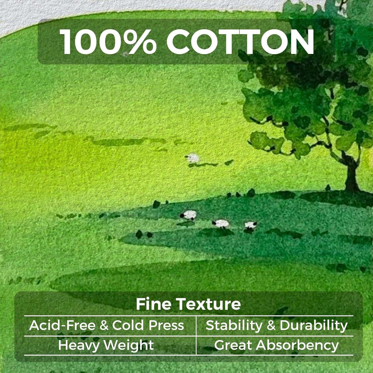 Funto Watercolor Journal 2-Pack, 3.5x5.5, 44 Pages Each, 100% Cotton Hot Press, PU Leather Green Hard Cover, Art Supplies for Mixed Media