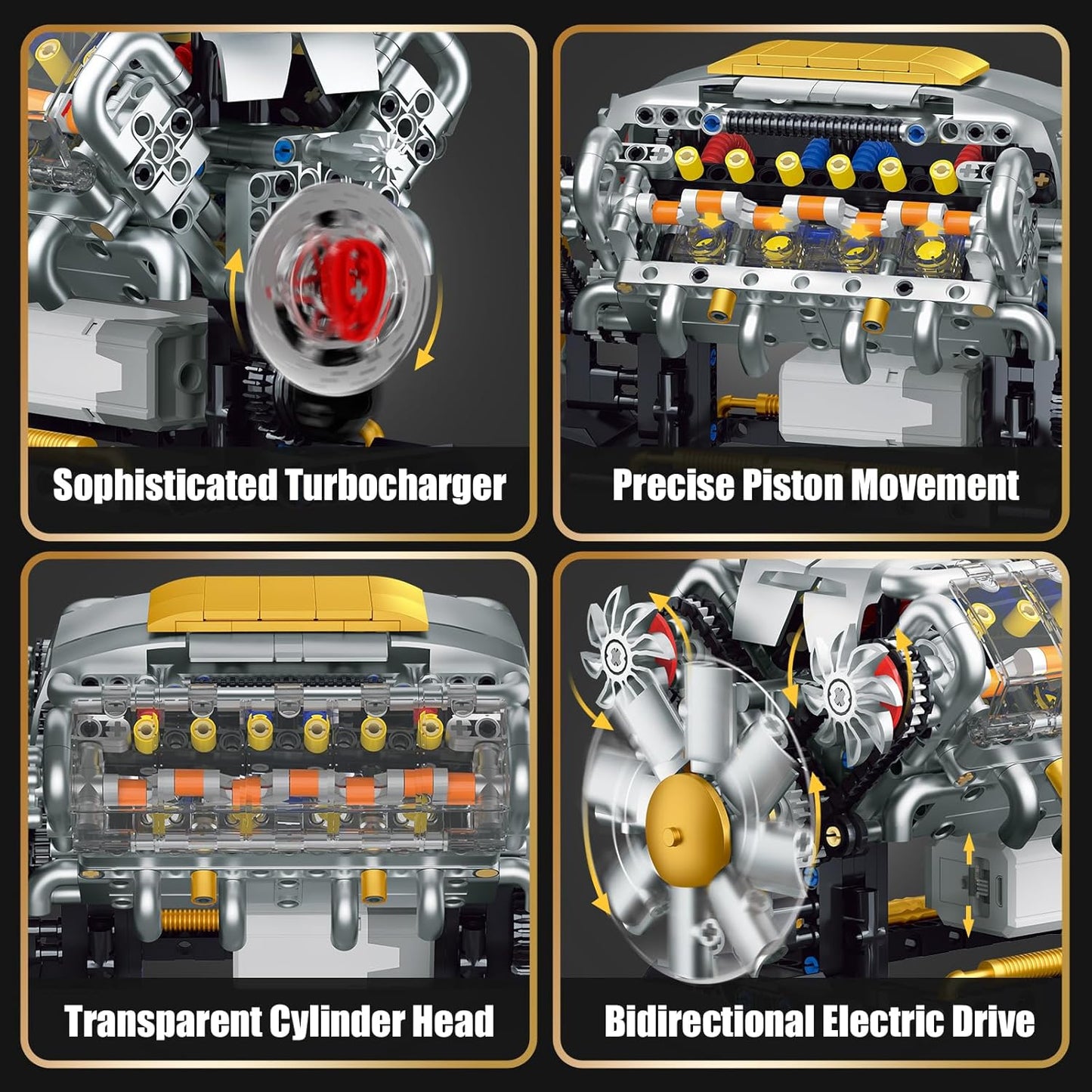 V8 Engine Building Kit for Adults, Build Your Own MOC Mini V8 Engine Model Toy for Display, Compatible with Lego Car Set, STEM Building Project for Teens & Kids Boys 8-14 (692 PCS)