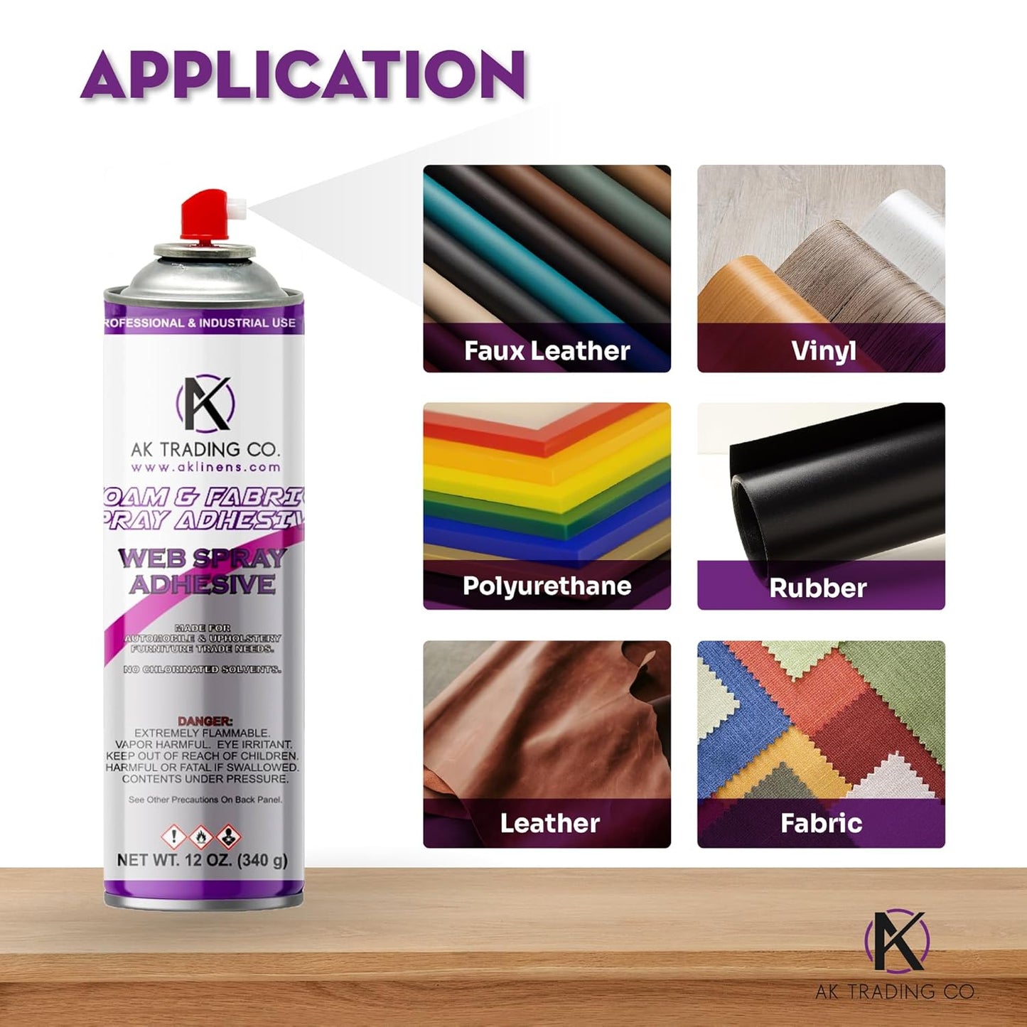 AK Trading Professional Quality General Multipurpose Spray Adhesive, 12-Ounce for Acoustic Panels & Craft Upholstery Foam Adhesive & Fabric Glue - 12 Pack