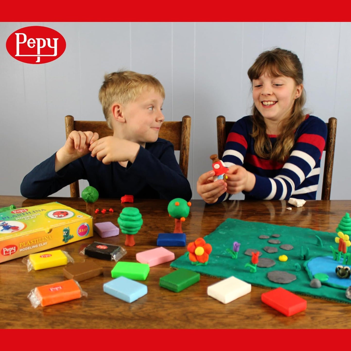Pepy Plastilina Reusable and Non-Drying Modeling Clay; Set of 24 Bars, 1.4 Ounce Each, Perfect for Arts and Crafts Projects, Brown
