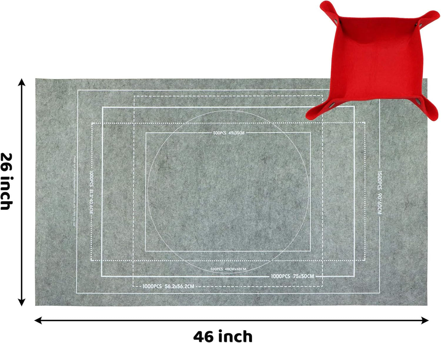 Portable Puzzle Mat Roll Up - with 9 Glue Sheets, Sorting Trays, Hand Pump, Inflatable Tube, and Storage Bag - Perfect for Kids and Adults (Gray, 1500pcs)