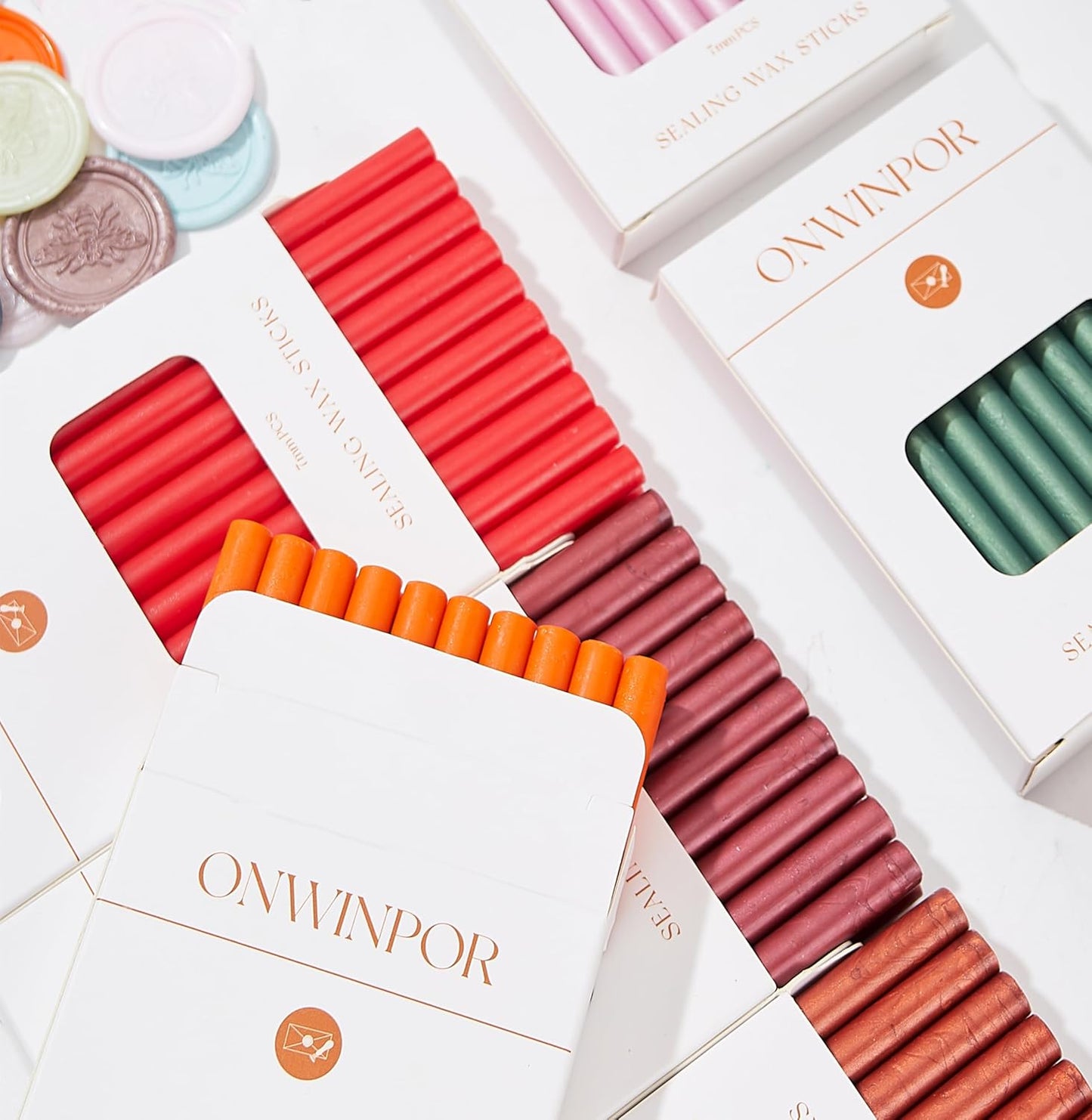 Red Gold Wax Seal Sticks, ONWINPOR 20pcs Waxs Sealing Sticks for 0.28'' Glue Gun, Waxing Seal Stamp, Wedding Invitations, Envelope, Christmas Gift Ideas (Red Gold)