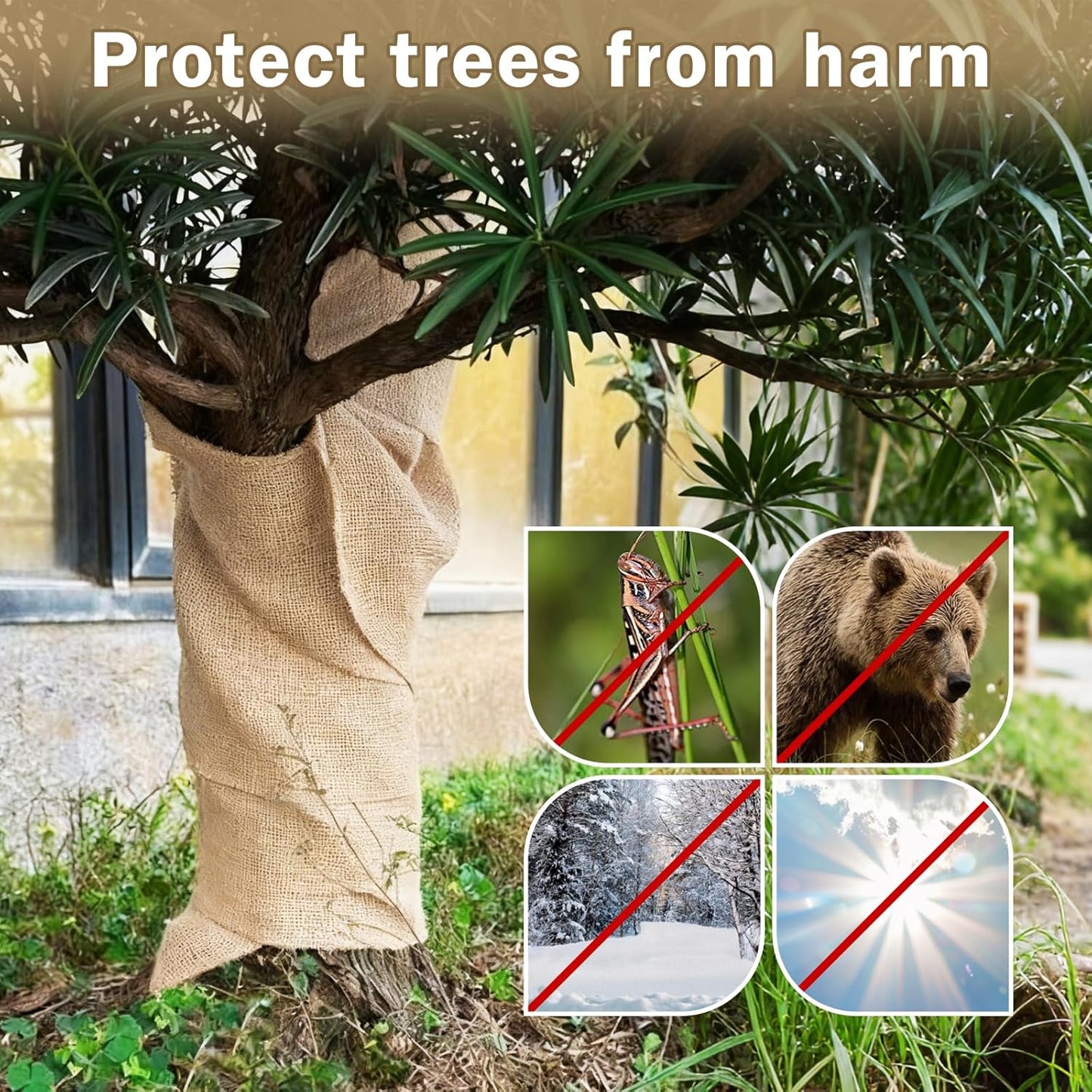 40InX82FT Burlap Rolls Multipurpose Jute Burlap Fabric for Garden Tree Wrap Outdoor Weed Barrier Protection for Plant Shrubs DIY Craft Projects and Party Decor