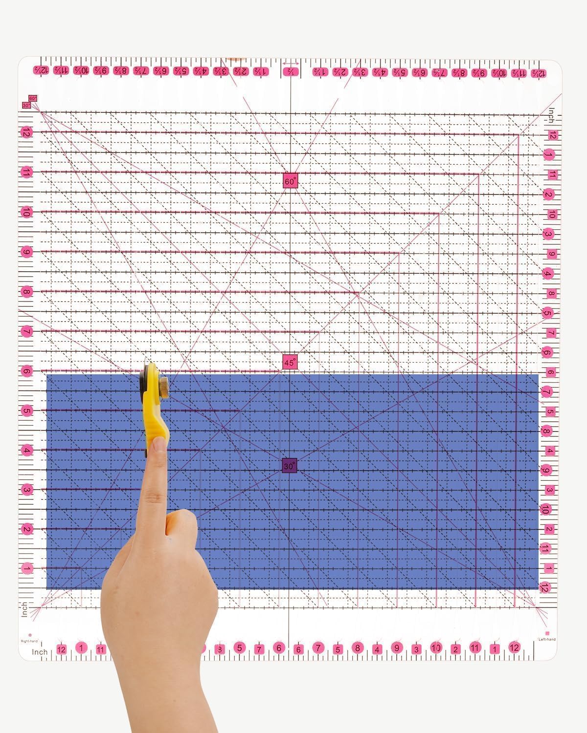 12.5 * 12.5" Quilting Ruler,Square Sewing Ruler, Durable 4mm Thick Slotted Rulers,Clear Mark Acrylic Ruler for Quilting, Sewing, Crafts Template for Precise Cutting