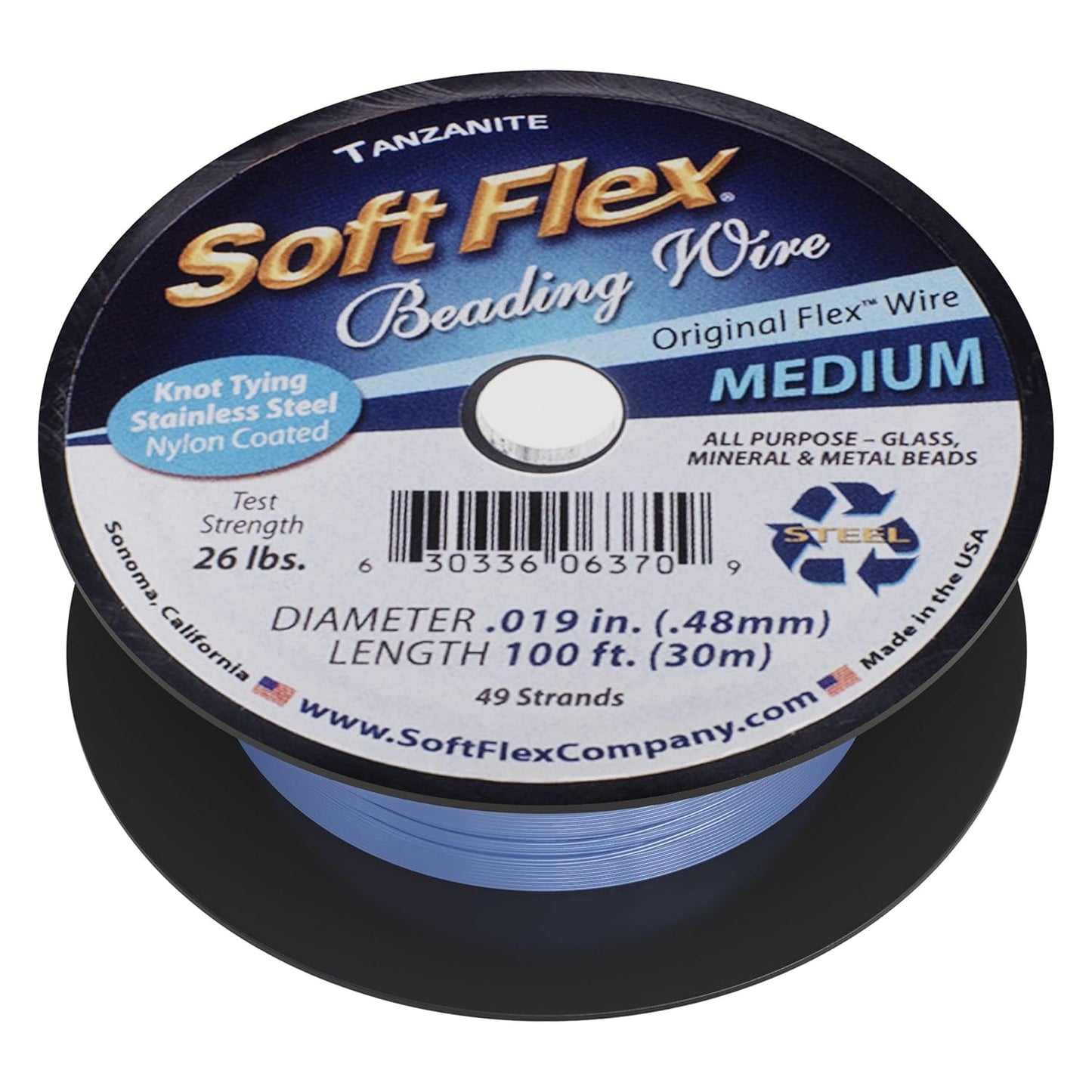 Soft Flex 49 Strand Beading Wire - Medium 0.19 Diameter - 100 Feet Nylon Design Wire