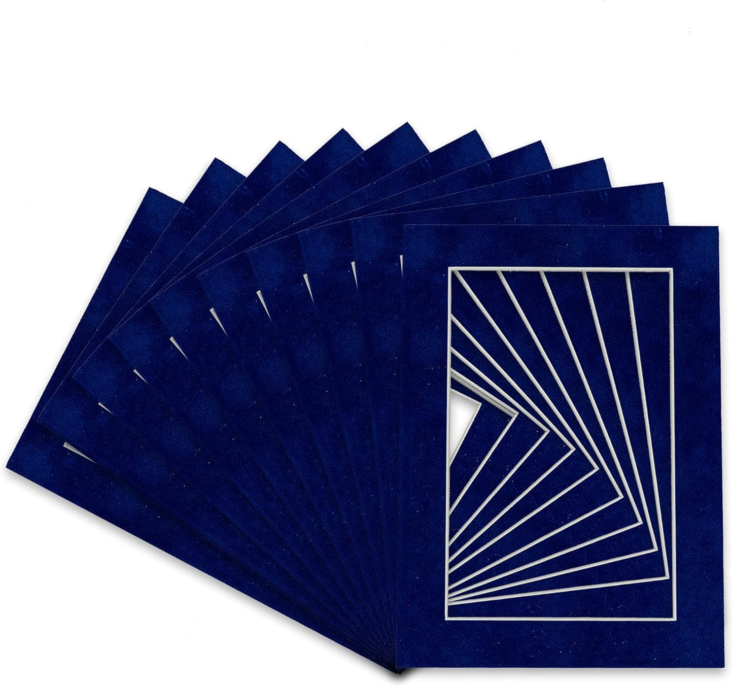 Pack of Ten Acid Free 8x10 Mats Bevel Cut for 5x8 Photos - Brooke Blue Suede Precut Matboards With Backing Boards and Self Seal Photo Mat Bags For Pictures, Photos, Framing - 4-ply Thickness