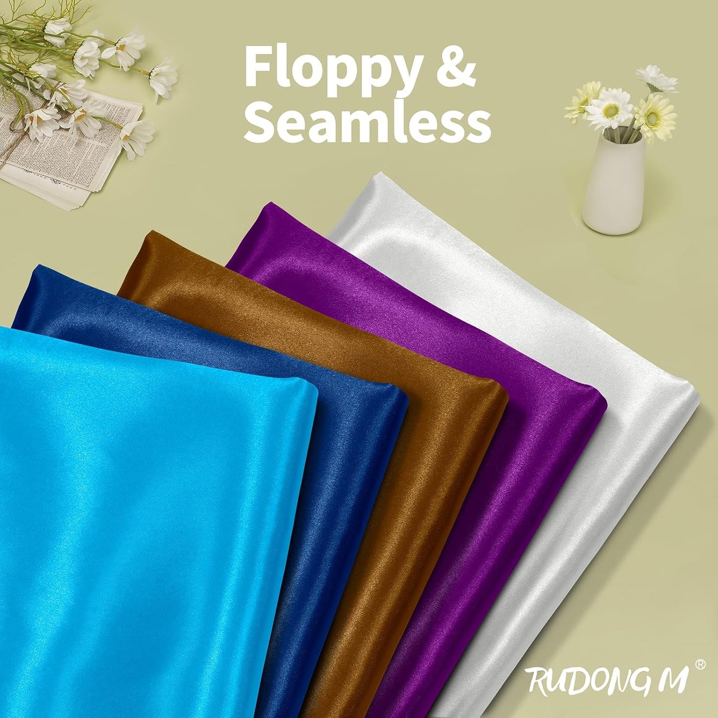 RUDONG M Aqua Blue Satin Fabric by The Yard, 3 Yard x 60 Inch Wide Silky Charmeuse Satin Fabric, Soft Satin Fabric for Wedding Decorations, Bridal Dress, Sewing, Accessories, DIY Crafts