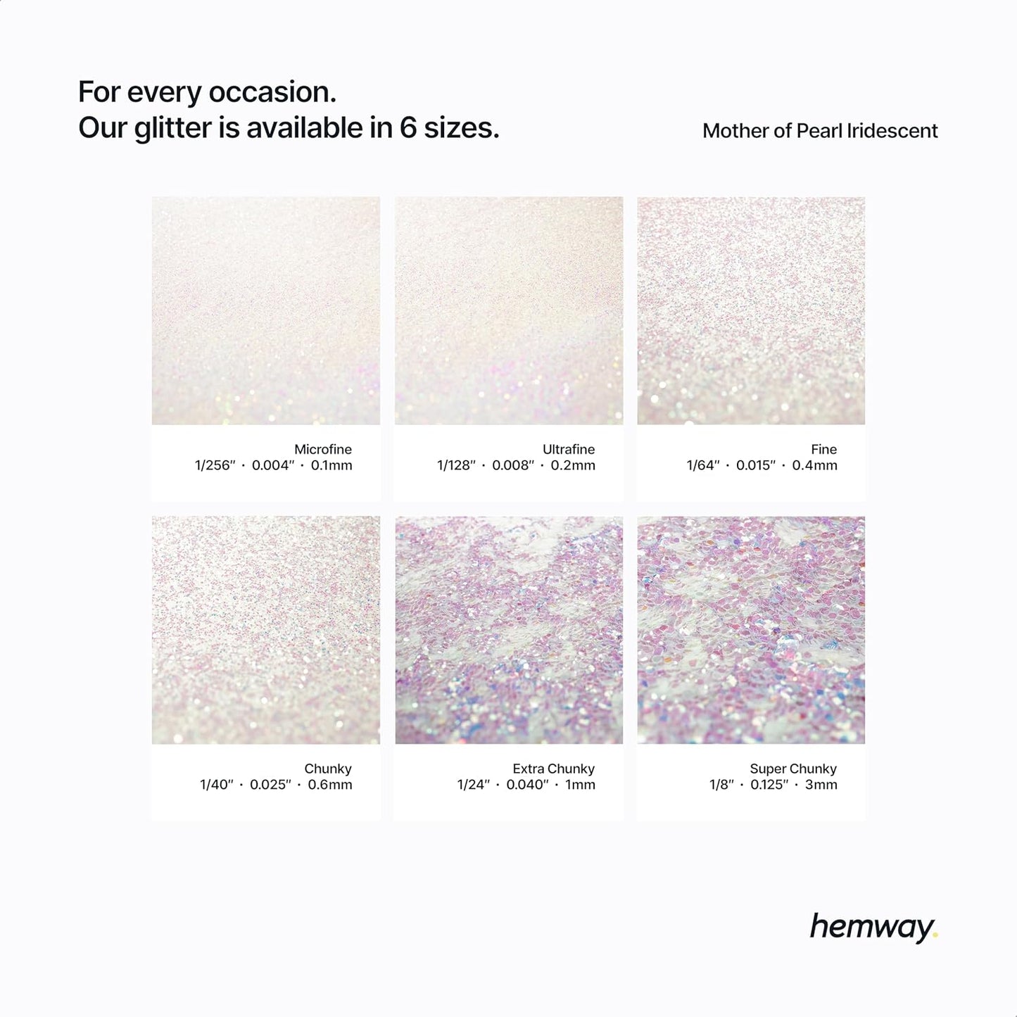Hemway Polyurethane & Epoxy Resin Glitter 100g / 3.5oz Metallic Crystal Flake Additive for Flooring Jewelry Tumblers Glass Pigment - Chunky (1/40" 0.025" 0.6mm) - Mother of Pearl Iridescent