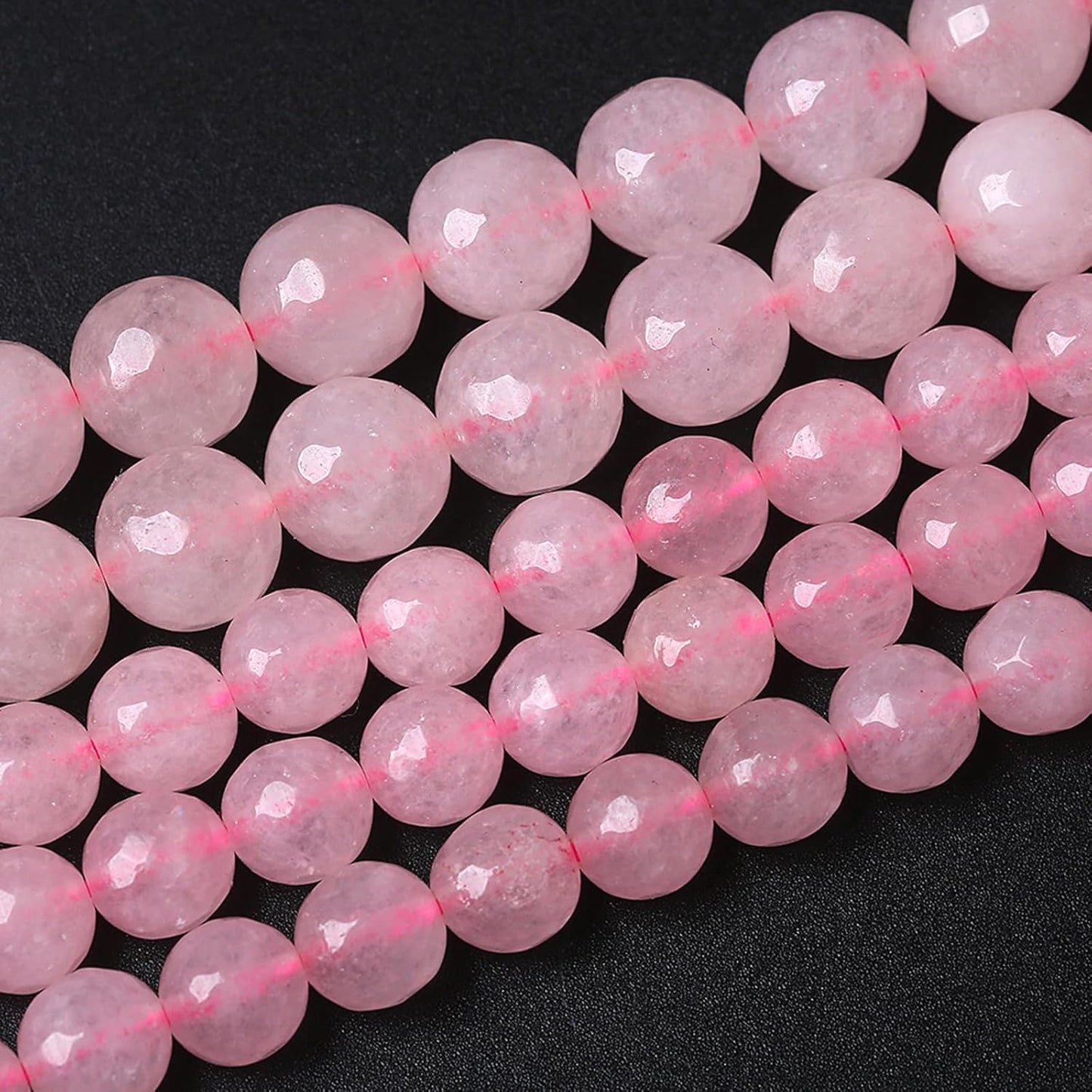 36pcs 10mm Natural Rose Pink Quartz Crystal Faceted Stone Beads for Jewelry Making Energy Healing Power Stone Beads DIY Bracelet Necklace Accessories 15" (10mm, Faceted Rose Quartz)