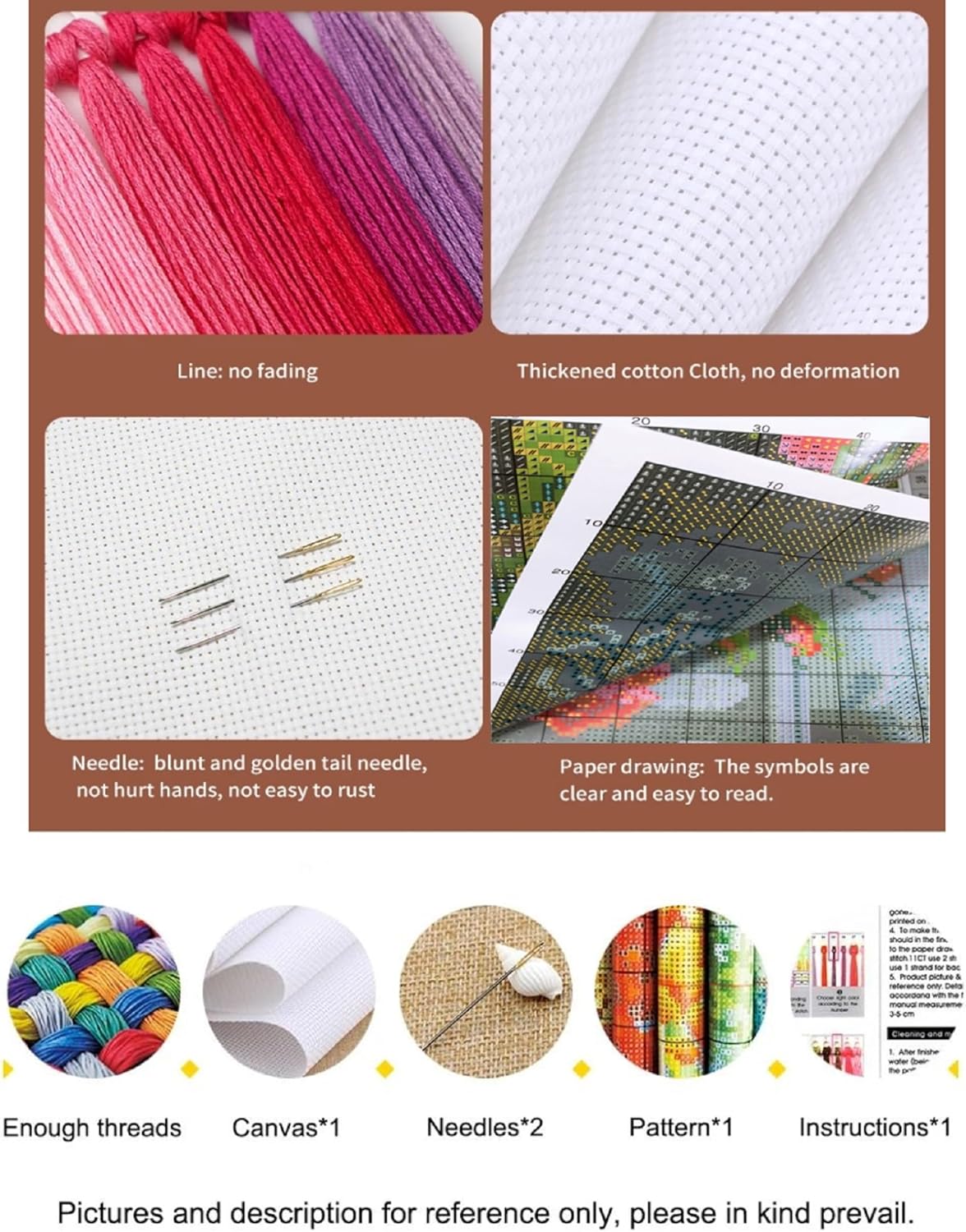 Findvoor Counted Cross Stitch Kits for Adults Full Range of Cross Stitching Embroidery Unprinted Pattern for Beginners, 11CT Needlepoint Kit Patterns Embroidery Kits-