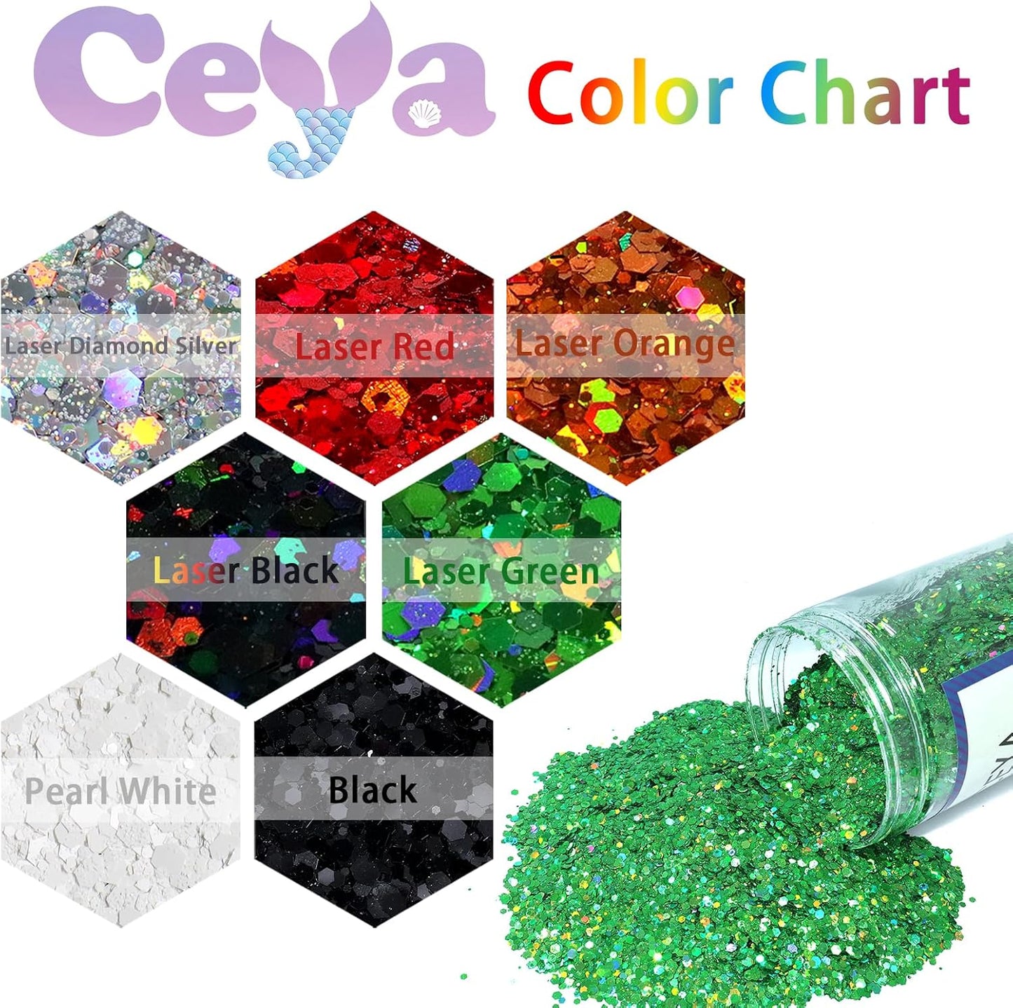 Ceya Holographic Chunky Glitter, 1 LB/ 16OZ Laser Orange Bulk Craft Glitter Mixed Chunky Fine Glitter Bottled Metallic Flake Nail Sequins for Resin, Tumblers, Scrapbooking, Festival Decor, Art Project
