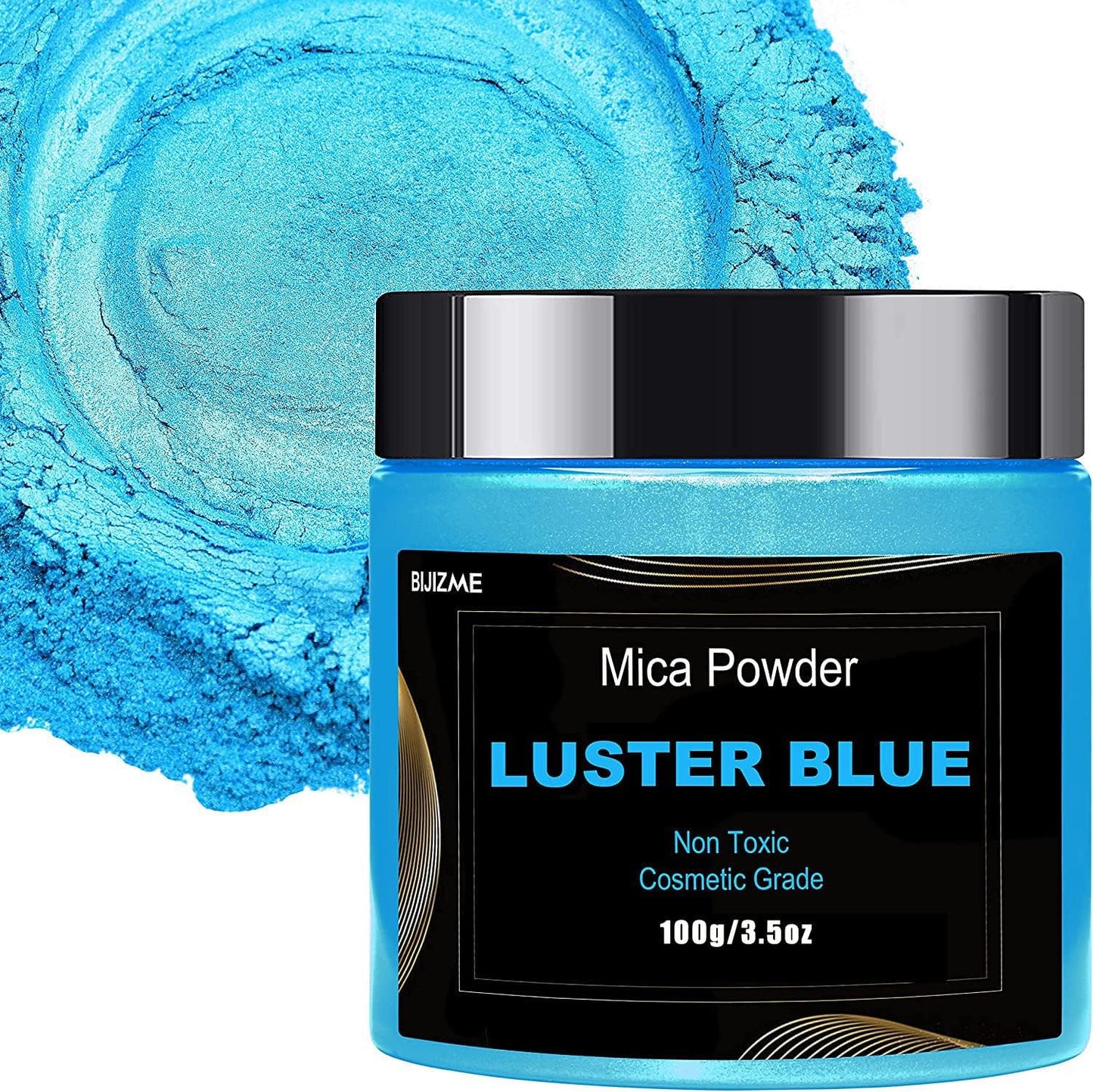 Blue Mica Powder(100g) Big Bottle Pigment Powder Multipurpose DIY Arts and Crafts Additive, Woodworking, Epoxy, Resin, Natural Bath Bombs, Paint, Soap,Nail Polish, Lip Gloss(Luster Blue, 3.5oz)