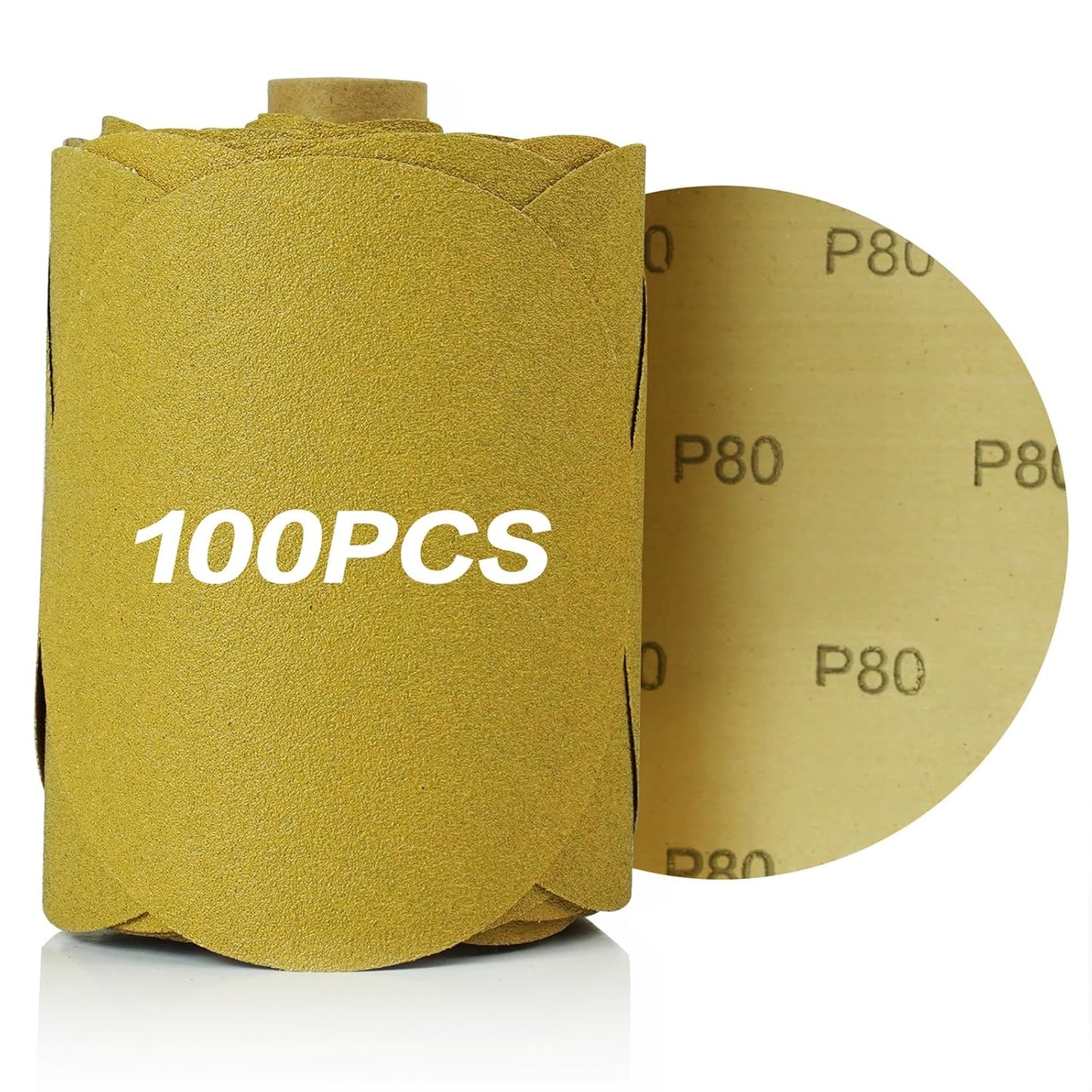 PSA Sanding Discs 6 Inch Adhesive Backed Sandpaper 100 Pack 80 Grit Self Adhesive Sanding Discs for DA Sander Self Stick for Wood, Auto Body Repair, Paint, Metal, and Plastic