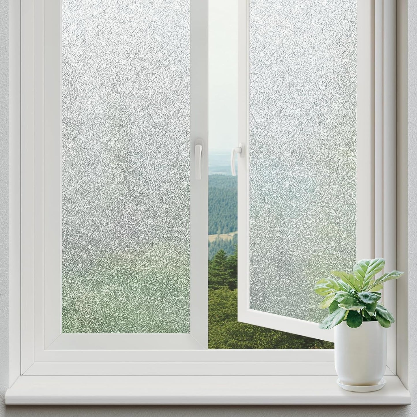 rabbitgoo Window Privacy Film Frosted Glass Film, Decorative Cling UV Sun Blocking Decals, Frosting Window Clings for Home Bathroom Door Coverings, 23.6 x 118.1 inches