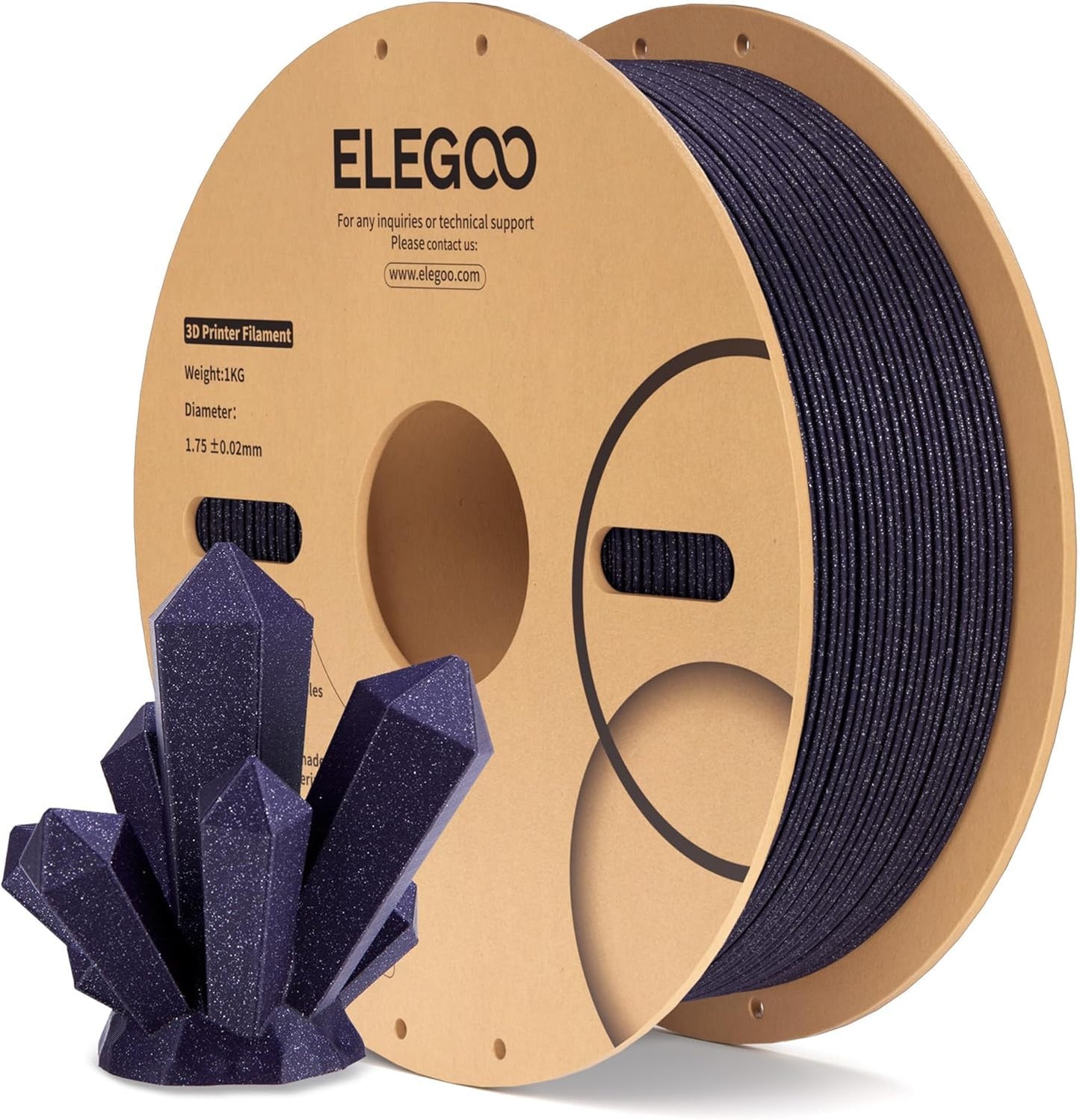 ELEGOO PLA Filament 1.75mm Sparkle Purplish Gray 1KG, Glitter Twinkling 3D Printer Filament Dimensional Accuracy +/- 0.02mm, 1kg Spool(2.2lbs) Fits for Most FDM 3D Printers