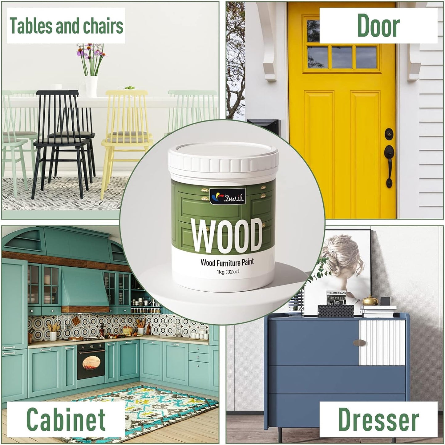 DWIL Matte Finish Furniture Paint - 5 Oz Wood Paint for Cabinets, Doors, Tables, and Dressers Refinishing - Water-Based, Non-Toxic & Odorless, Easy to Apply(Anthracite Gray)-Trial Pack