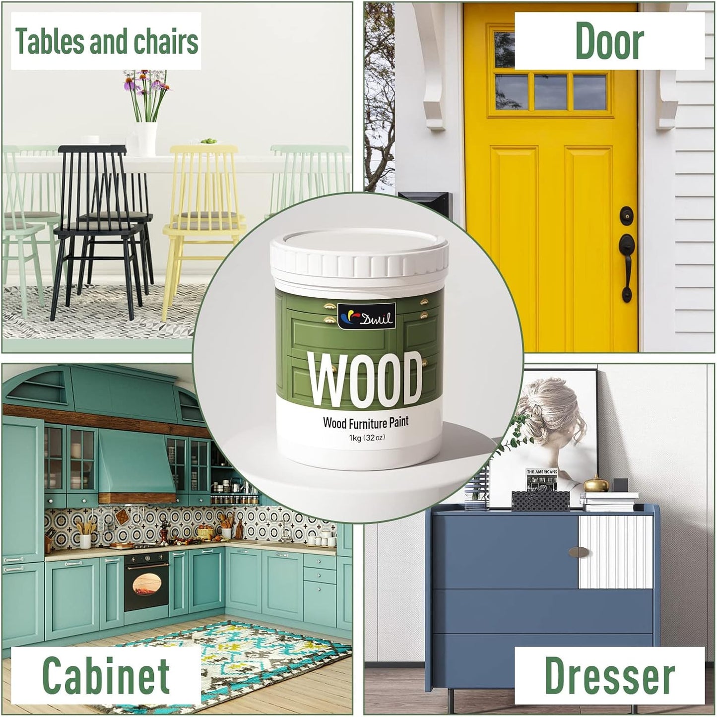 DWIL Matte Finish Furniture Paint - 5 Oz Wood Paint for Cabinets, Doors, Tables, and Dressers Refinishing - Water-Based, Non-Toxic & Odorless, Easy to Apply(White)-Trial Pack