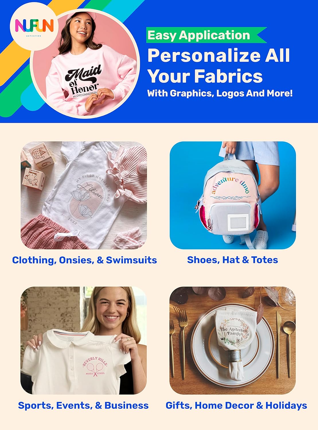 NuFun Activities Printable Iron-on Heat Transfer Paper for T Shirts, Light Fabrics, 500 Sheets 8.5 x 11 inch, Long Lasting, Durable, Professional Quality, Easy DIY, Non-Toxic, Made In the USA