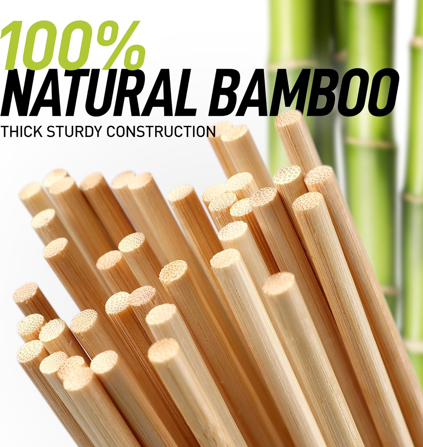 Zulay Kitchen Authentic Bamboo Skewers - 100, 14" Roasting Sticks - 5mm Heavy-Duty Bamboo Skewers - Thick Bbq Sticks - Ideal for Grilling & Camping