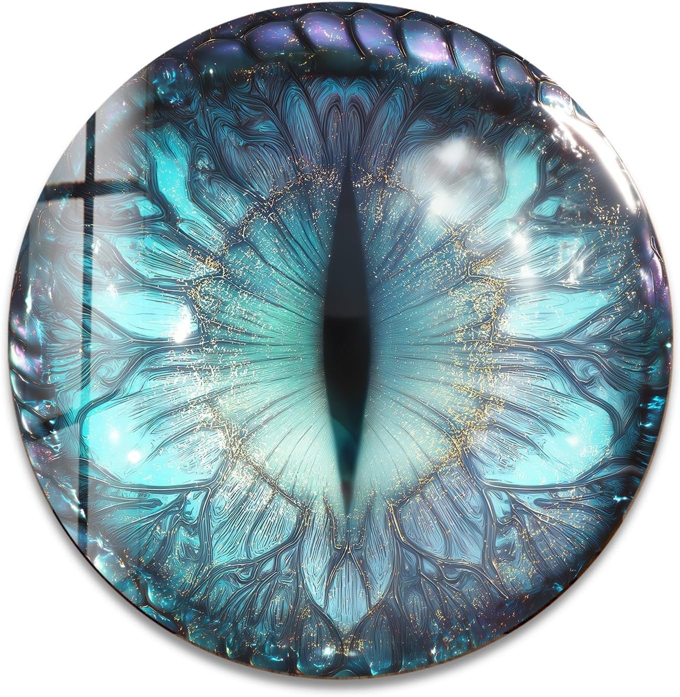 My Photostation.com 27.5''(70cm) Diameter Mystical Dragon Eye Round Glass Wall Art Tempered Glass Printing Wall Decor Large Wall Art Wall Hangings