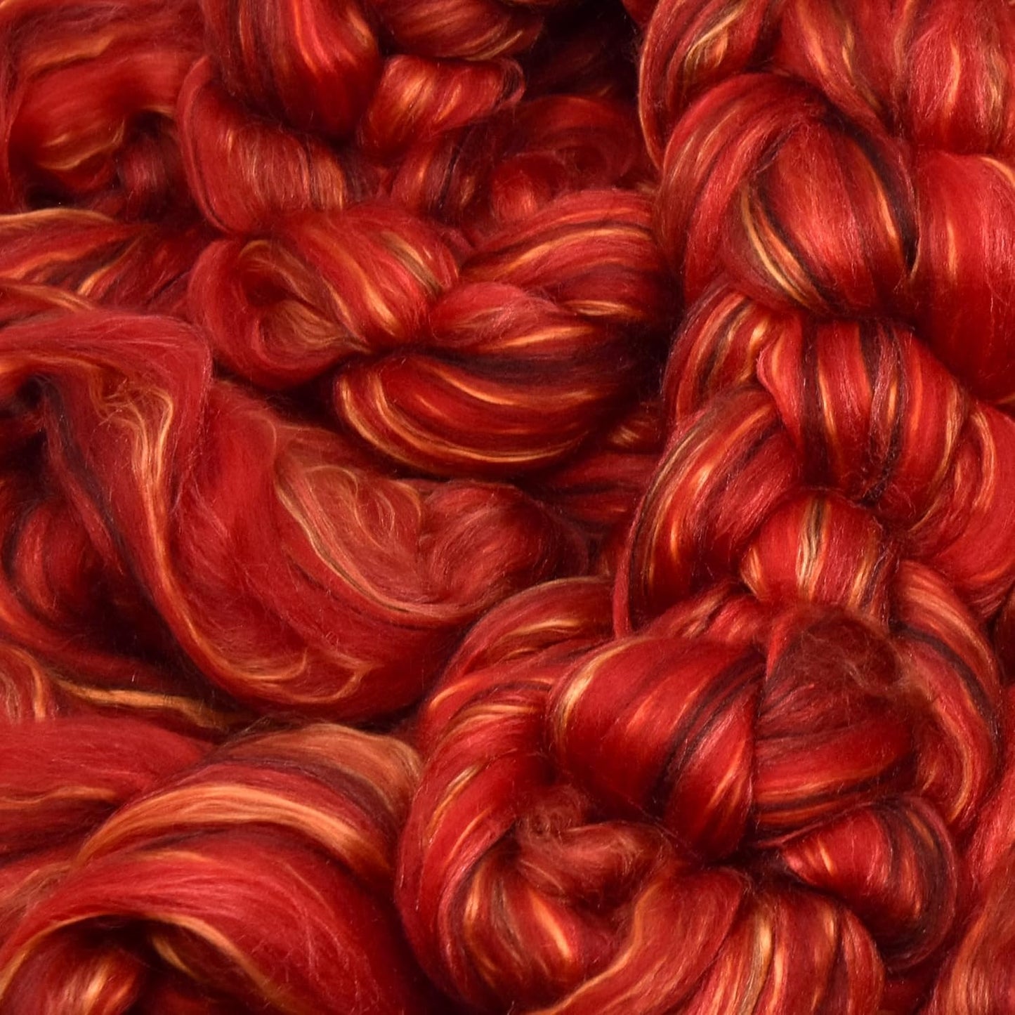 Merino Silk Luxe Tonal Designer Blend. Superfine Merino, Mulberry Silk, Tussah Silk. Top Roving for Spinning or Felting. Garnet Caress 1oz