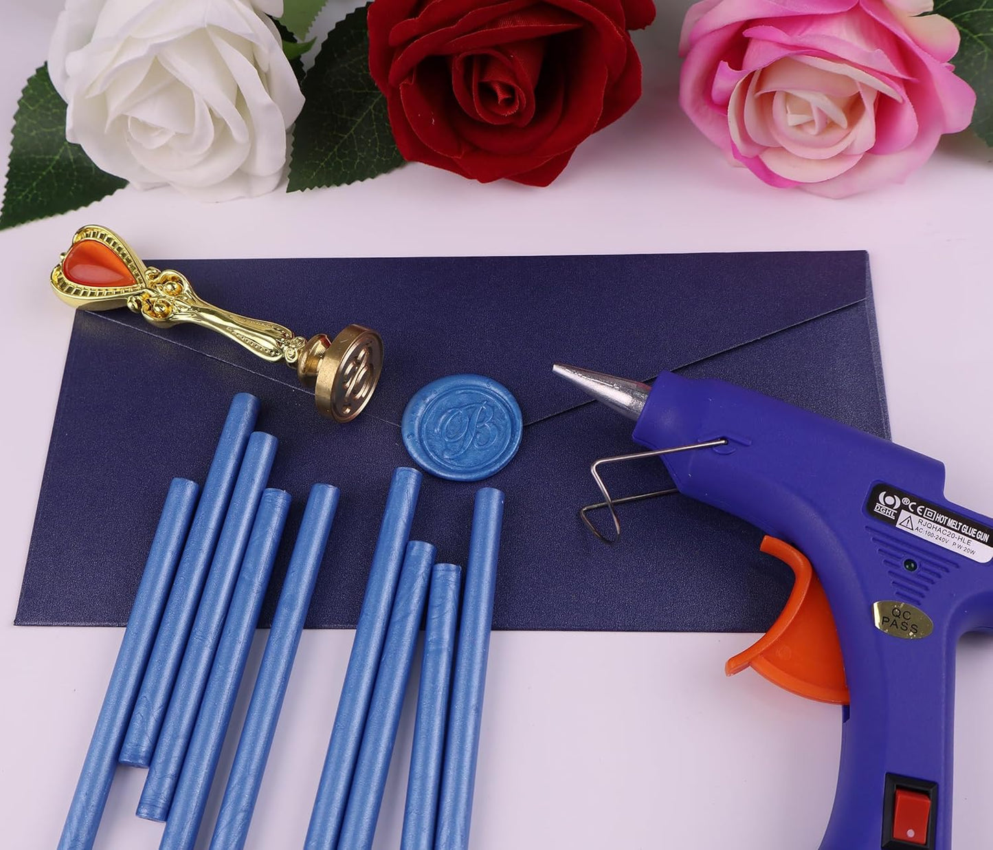 30 Pieces 7mm Sealing Wax Sticks for Glue Gun,PORXFLY Mini Wax Seal Sticks Great for Seals Stamp,Cards Envelopes,Wedding Invitations,Gift Wrapping,Wine Packages (Bondi Blue)