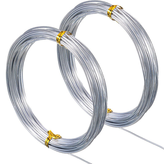 TecUnite Aluminum Craft Wire for Sculpting Armature Bendable Craft Wire for DIY Jewelry Making (2 Rolls,Silver,10 M x 2 mm)