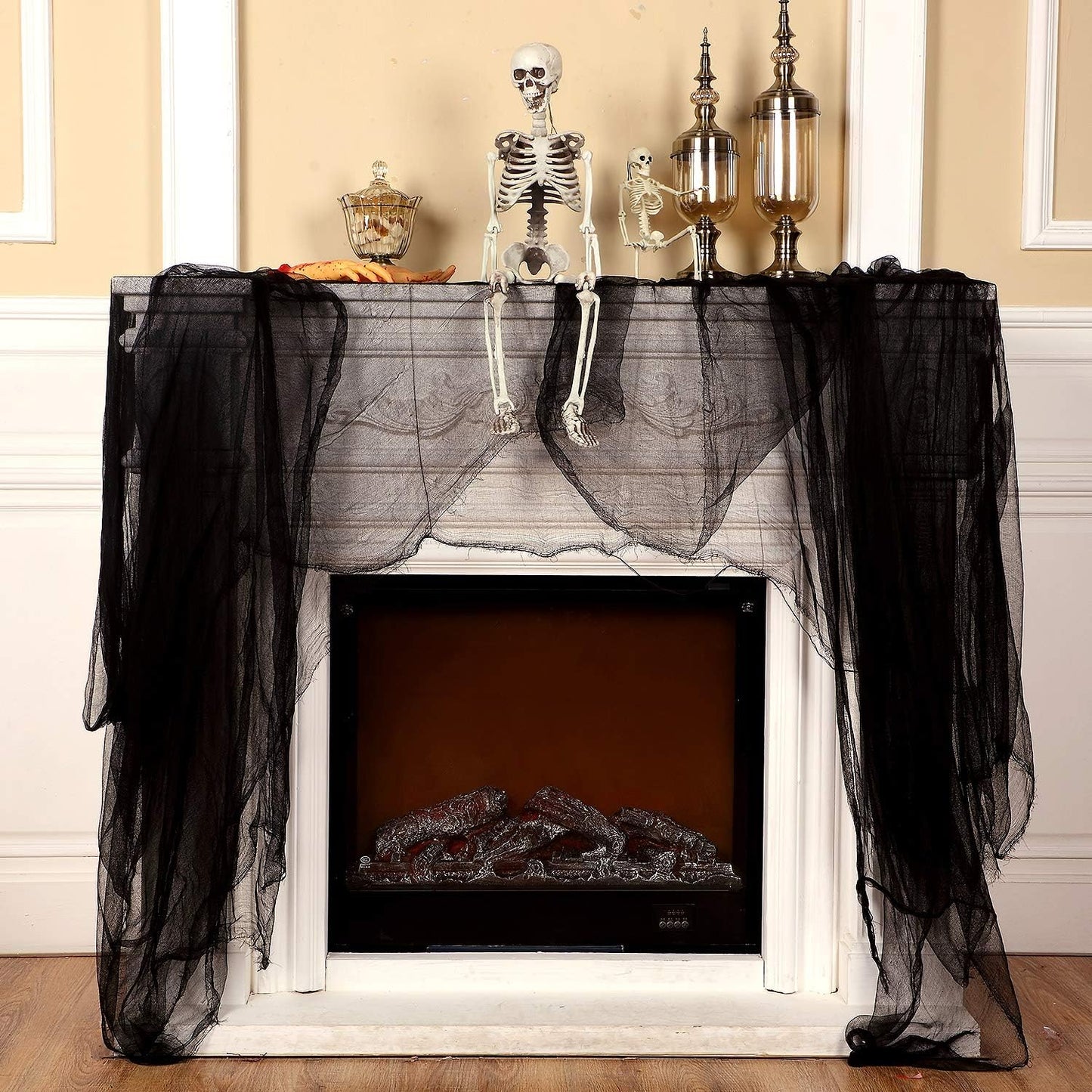 Boao Halloween Cheese Cloth 85 x 197 Inch Black Cheesecloth Roll for Crafts Large Cotton Muslin Gauze Fabric for Halloween Outdoor & Indoor Spooky Decoration