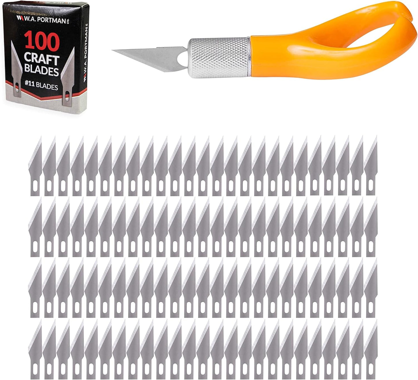 WA Portman Finger Knife Set – Ergonomic Precision Craft Knife with 100#11 Replacement Steel Precision Finger Blades – Strong & Durable Fingertip Blades for Trimming – Ideal for Crafts & DIY Projects