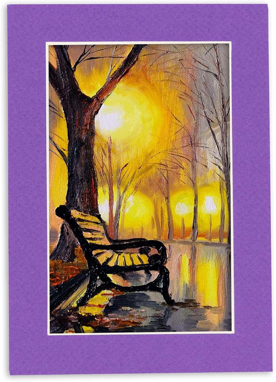 8x10 Mat Bevel Cut for 5x8 Photos - Acid Free Purple Precut Matboard with Backing Board and Crystal Clear, Self Seal Photo Mat Bag - for Pictures, Photos, Framing - 4-ply Thickness