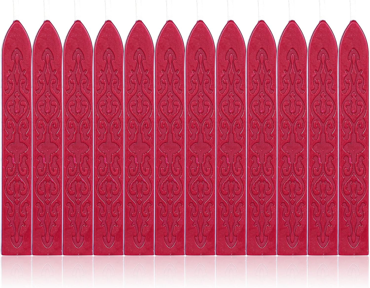 Yoption 12Pcs Red Sealing Wax Sticks with Wicks for Wax Seal Stamp, Wedding Invitations, Gift Packaging, Christmas